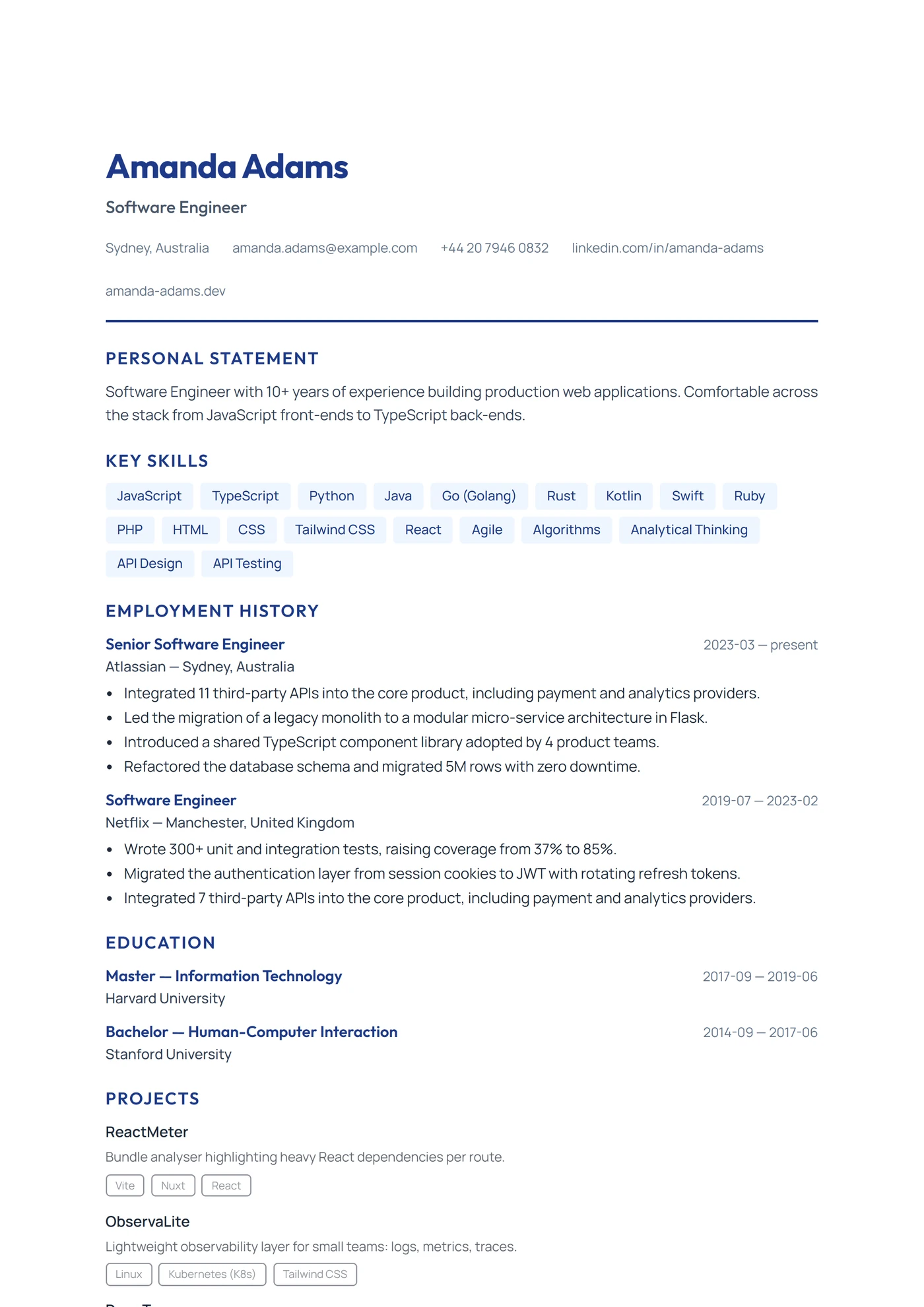 UK Moderne — Modèles de CV