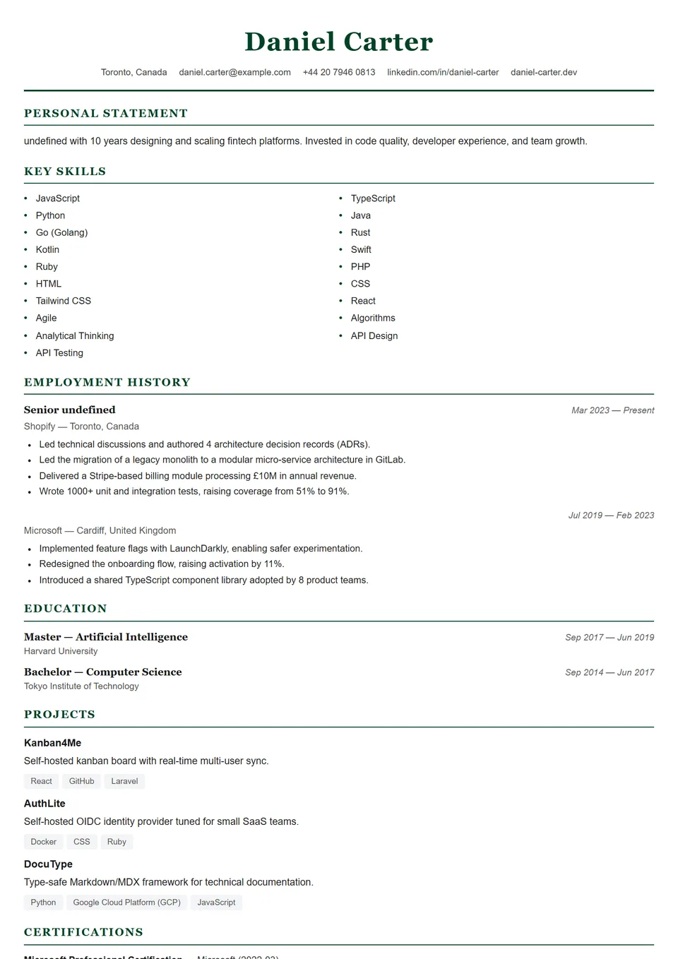 Reino Unido — Plantillas de CV