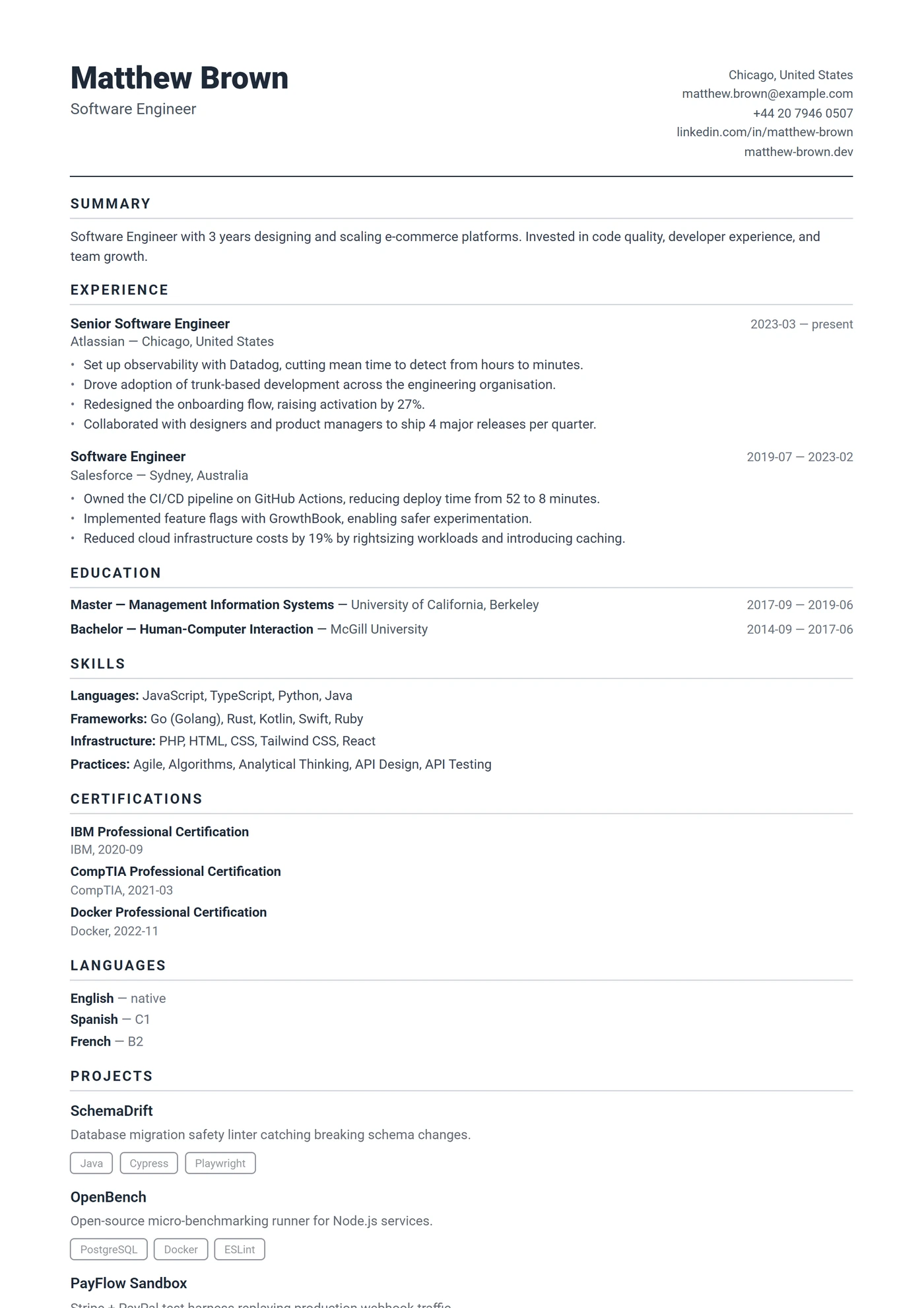US Compact — CV templates