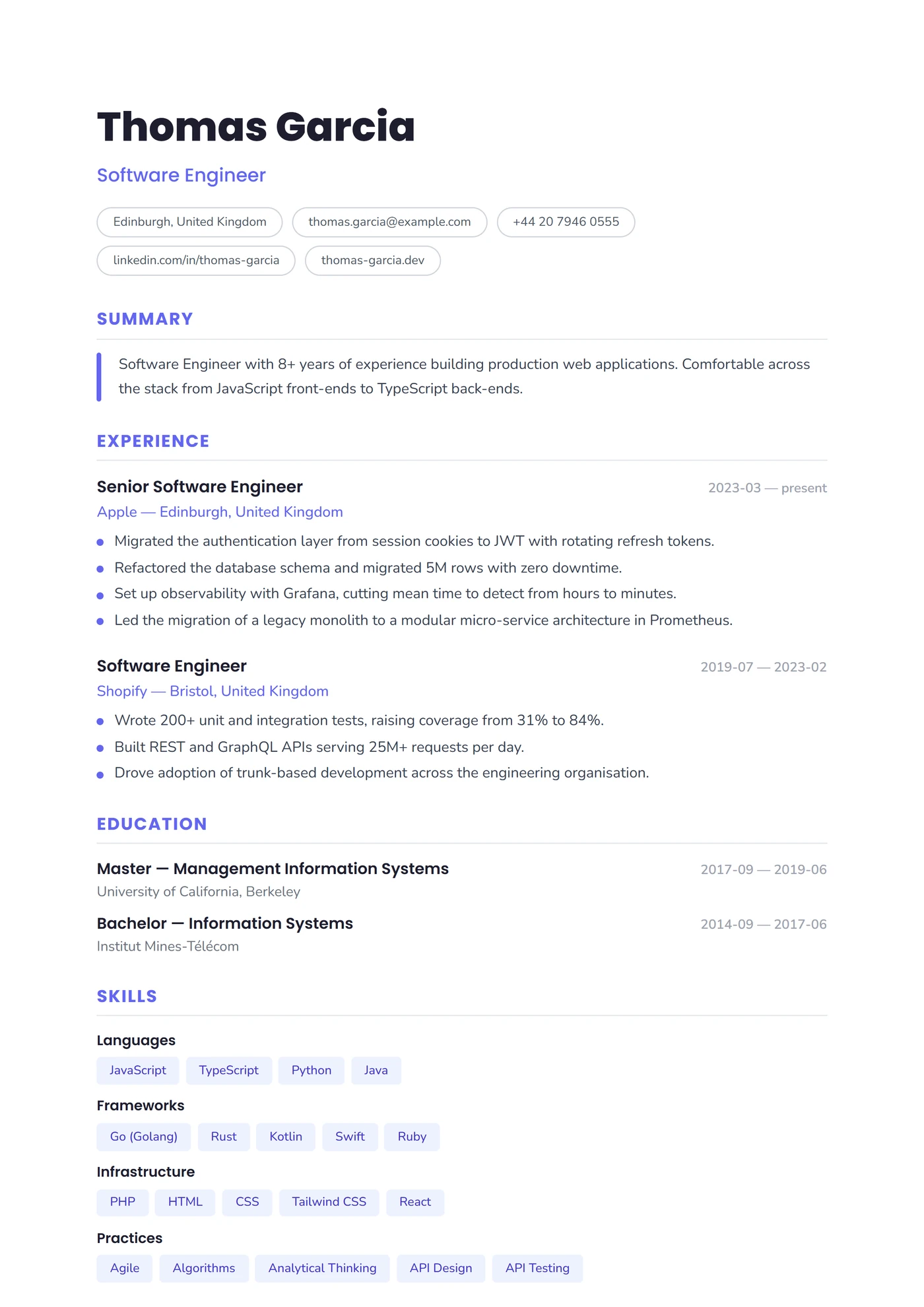 USA Moderne — Modèles de CV